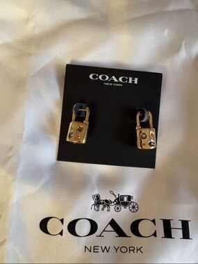 Coach Gold Padlock Stud Earrings - Gold